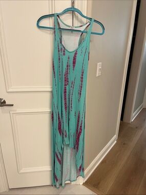 Splendid Turquoise and Magenta Tie-Dye Tank Dress